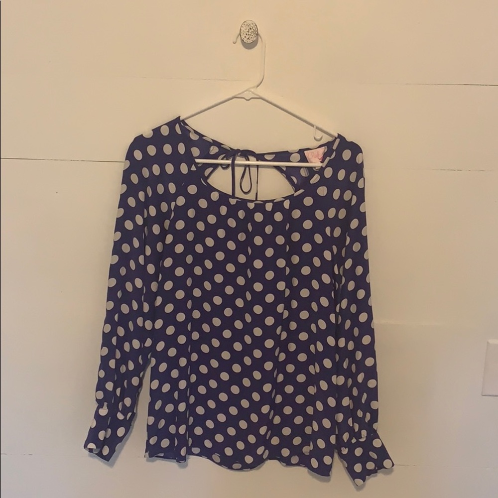 PARKER 100% Silk Blue and White Blouse Size S EUC